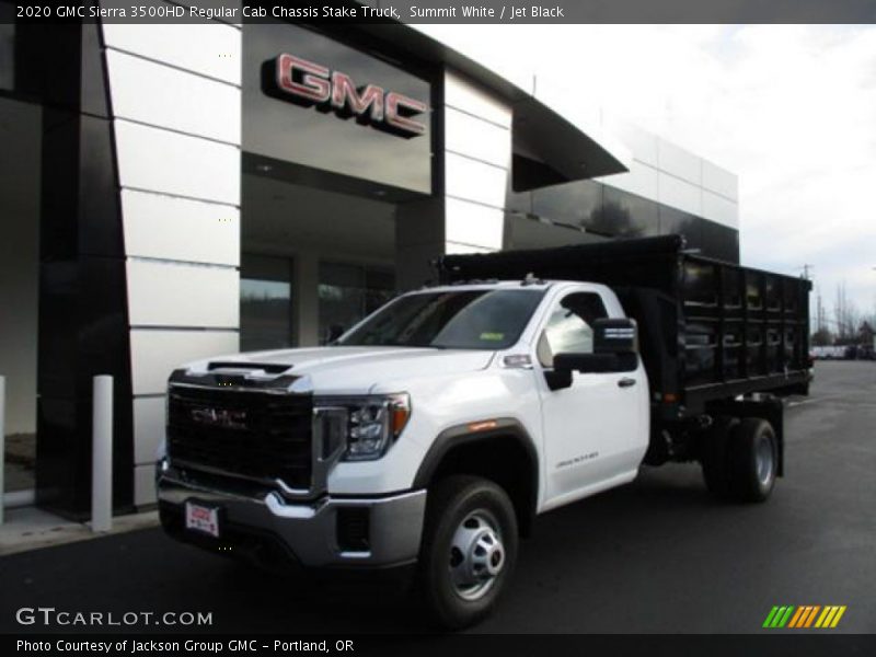 Summit White / Jet Black 2020 GMC Sierra 3500HD Regular Cab Chassis Stake Truck