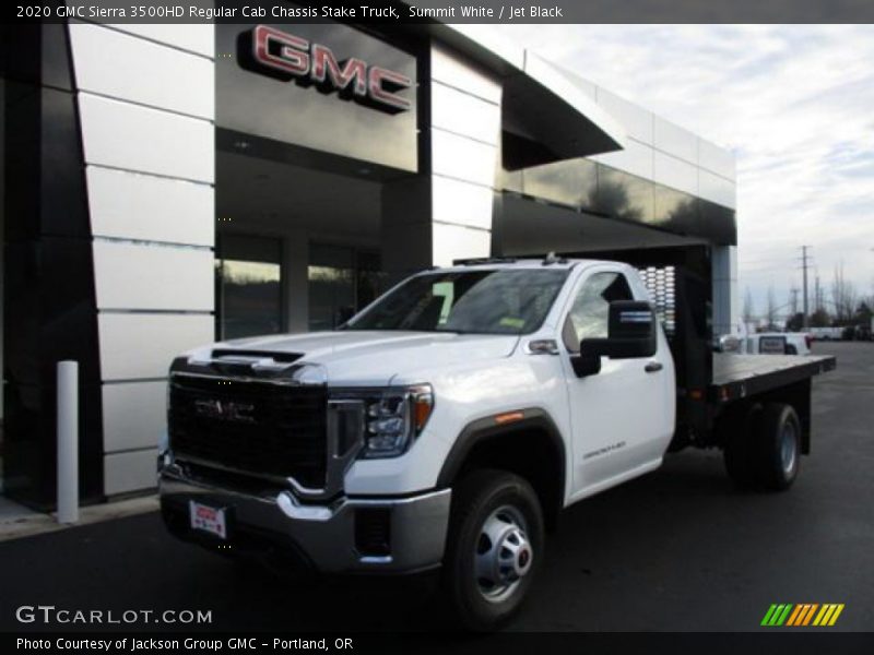 Summit White / Jet Black 2020 GMC Sierra 3500HD Regular Cab Chassis Stake Truck