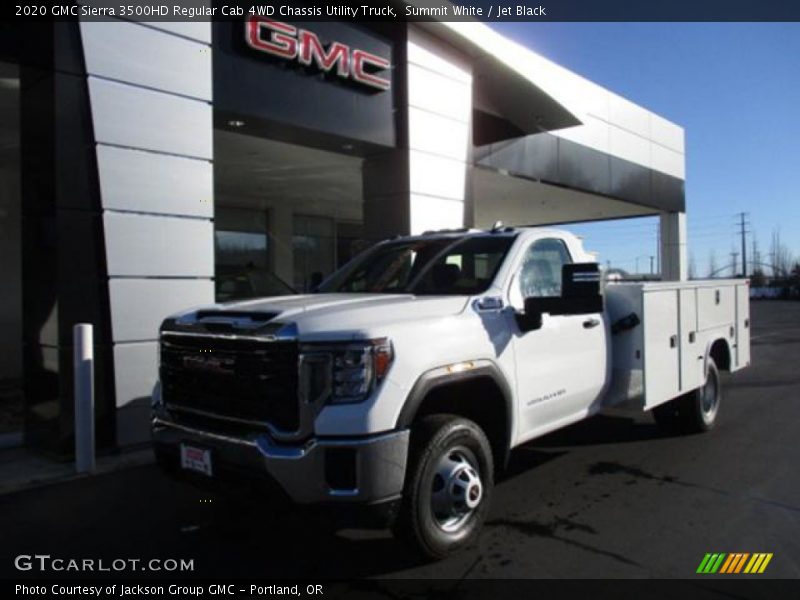 Summit White / Jet Black 2020 GMC Sierra 3500HD Regular Cab 4WD Chassis Utility Truck