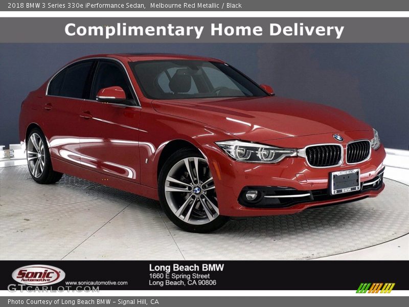 Melbourne Red Metallic / Black 2018 BMW 3 Series 330e iPerformance Sedan