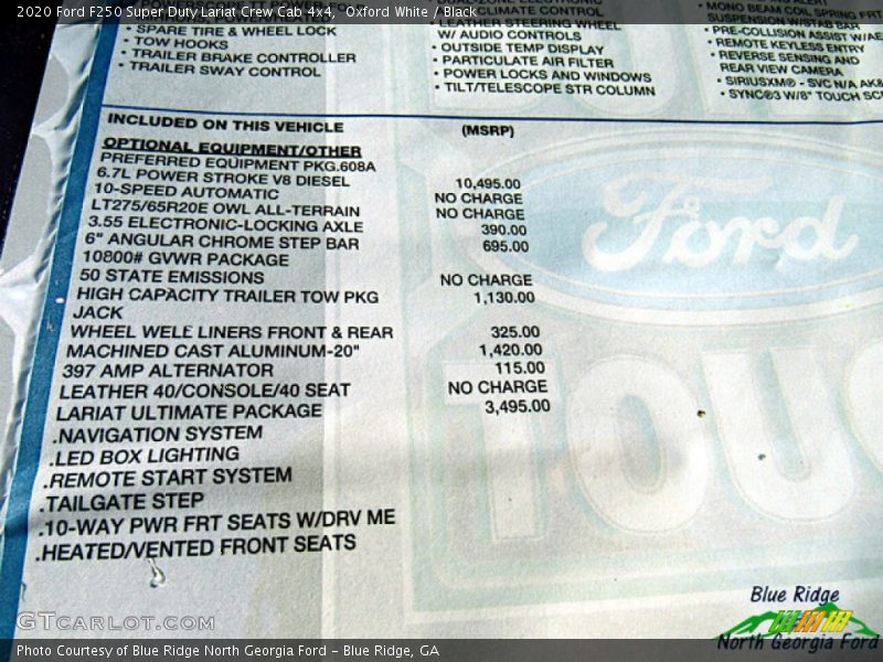 Oxford White / Black 2020 Ford F250 Super Duty Lariat Crew Cab 4x4