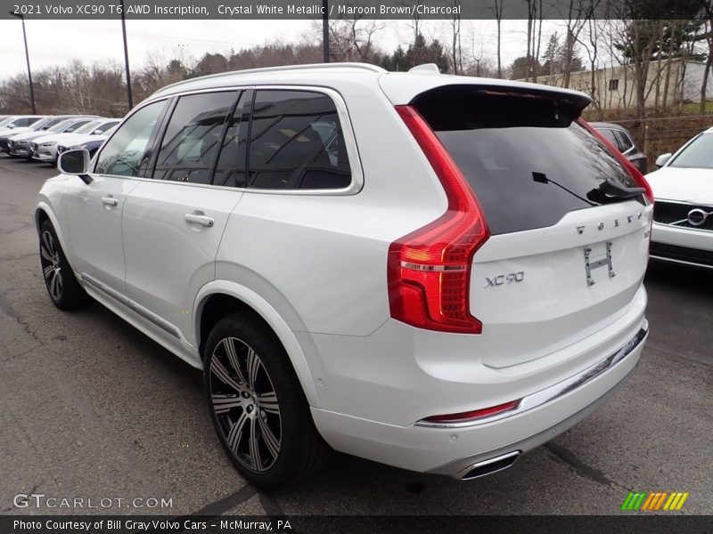 Crystal White Metallic / Maroon Brown/Charcoal 2021 Volvo XC90 T6 AWD Inscription