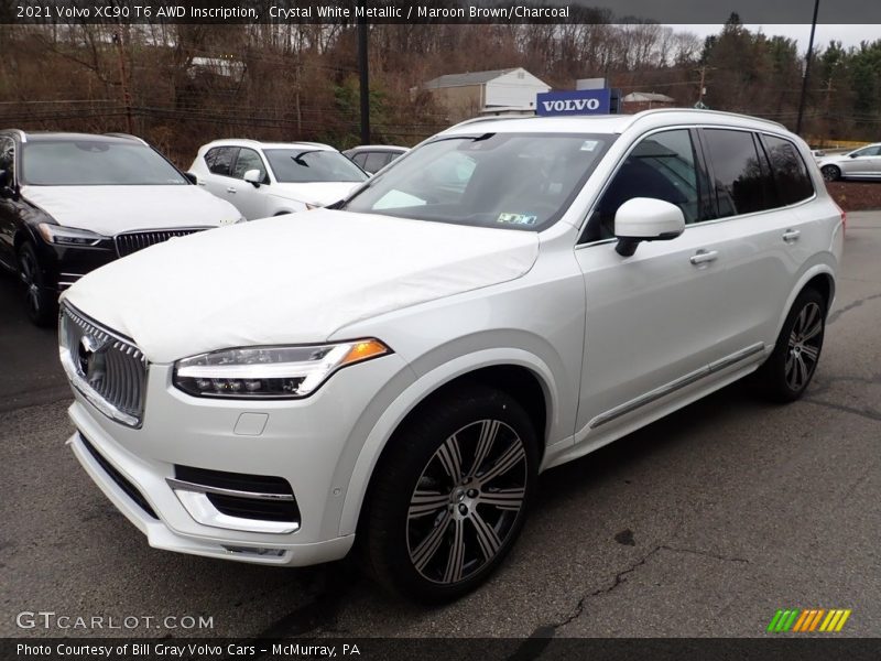 Crystal White Metallic / Maroon Brown/Charcoal 2021 Volvo XC90 T6 AWD Inscription