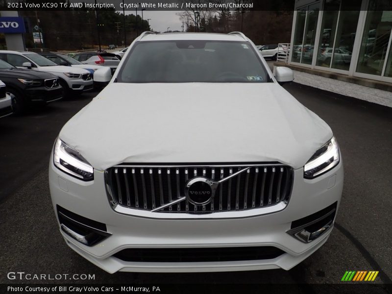 Crystal White Metallic / Maroon Brown/Charcoal 2021 Volvo XC90 T6 AWD Inscription