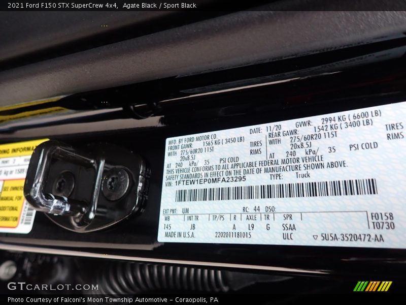 2021 F150 STX SuperCrew 4x4 Agate Black Color Code UM