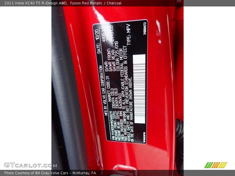 Fusion Red Metallic / Charcoal 2021 Volvo XC40 T5 R-Design AWD