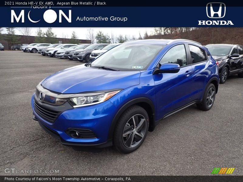 Aegean Blue Metallic / Black 2021 Honda HR-V EX AWD