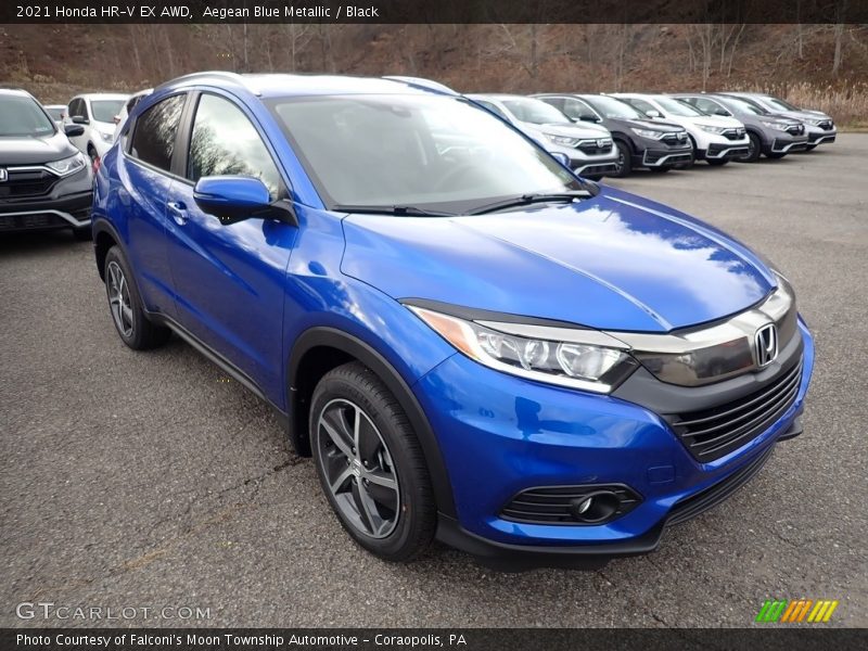 Aegean Blue Metallic / Black 2021 Honda HR-V EX AWD