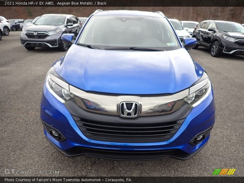 Aegean Blue Metallic / Black 2021 Honda HR-V EX AWD