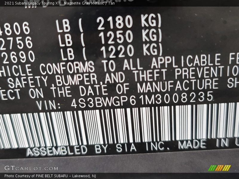 Magnetite Gray Metallic / Tan 2021 Subaru Legacy Touring XT