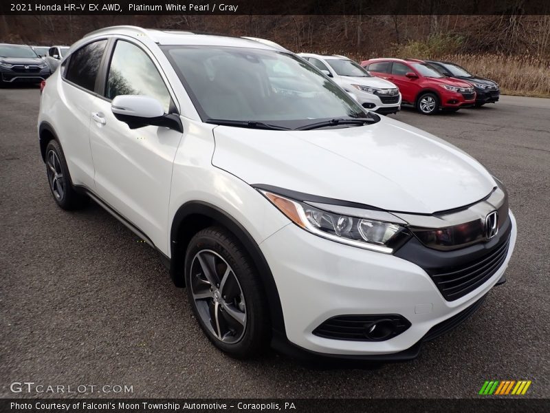 Platinum White Pearl / Gray 2021 Honda HR-V EX AWD