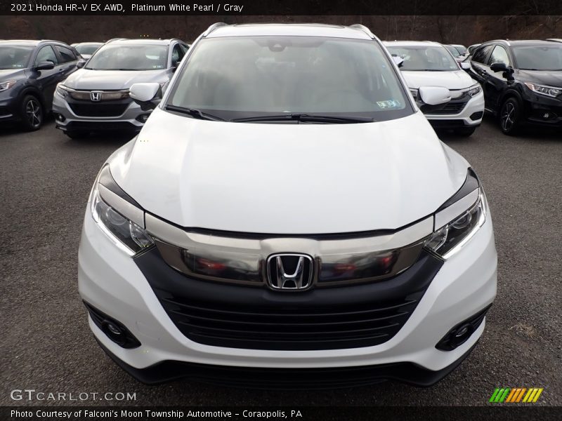 Platinum White Pearl / Gray 2021 Honda HR-V EX AWD