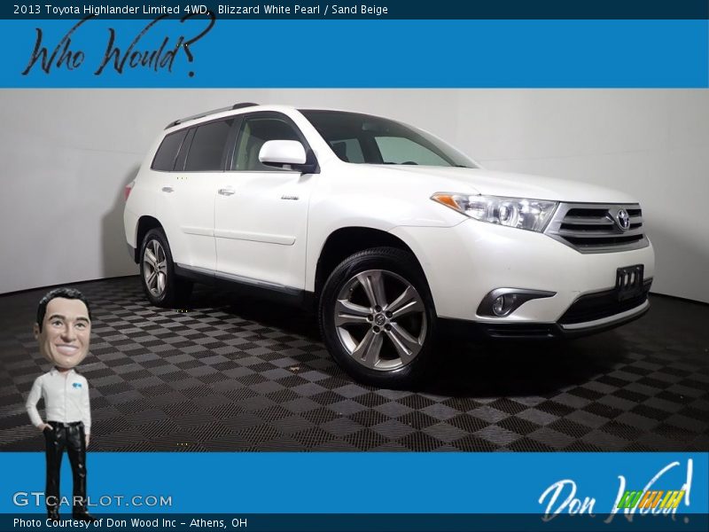 Blizzard White Pearl / Sand Beige 2013 Toyota Highlander Limited 4WD