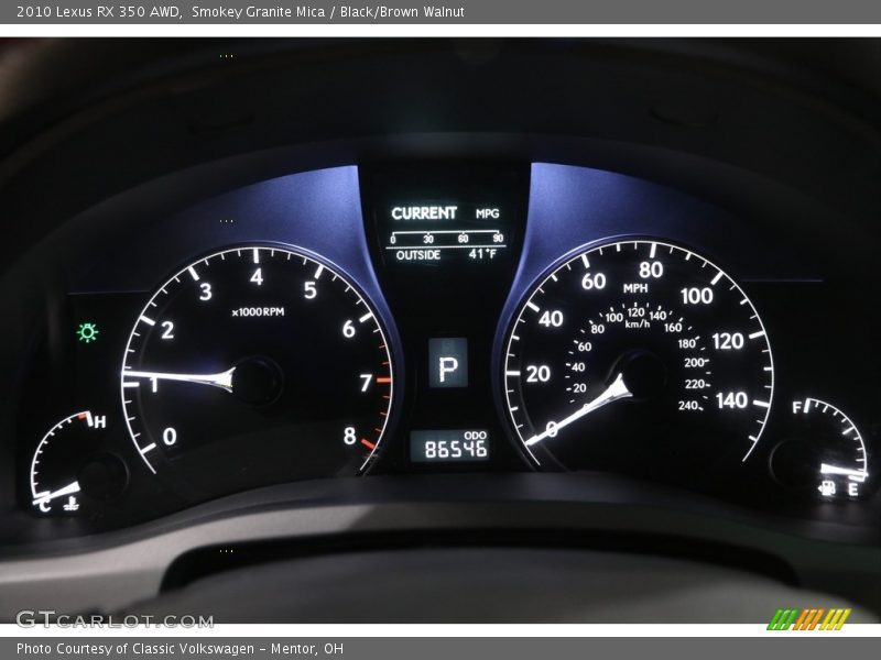 Smokey Granite Mica / Black/Brown Walnut 2010 Lexus RX 350 AWD