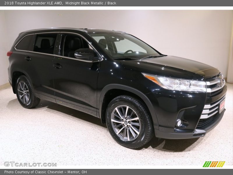 Midnight Black Metallic / Black 2018 Toyota Highlander XLE AWD