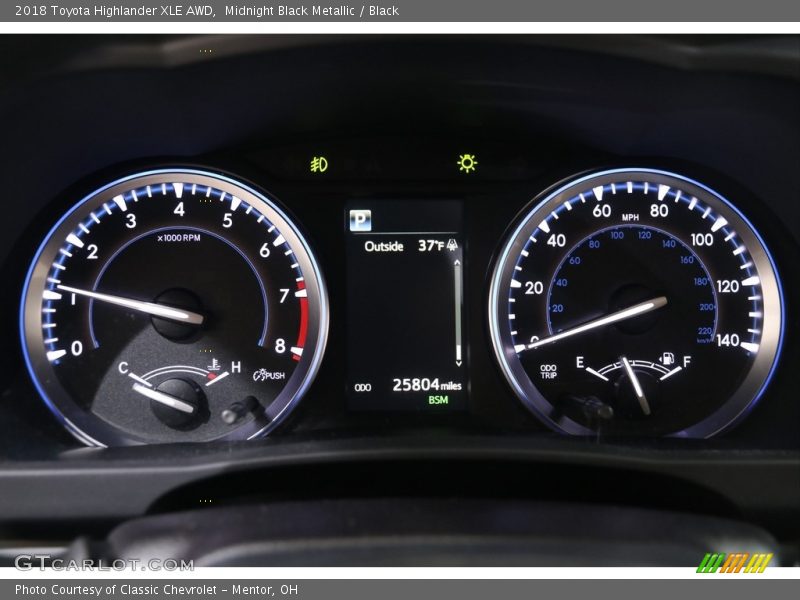 Midnight Black Metallic / Black 2018 Toyota Highlander XLE AWD