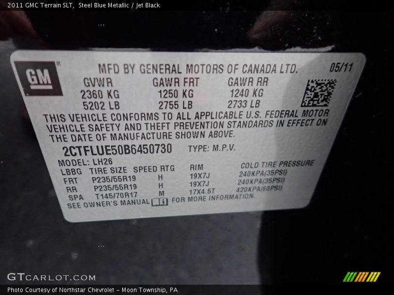 Steel Blue Metallic / Jet Black 2011 GMC Terrain SLT