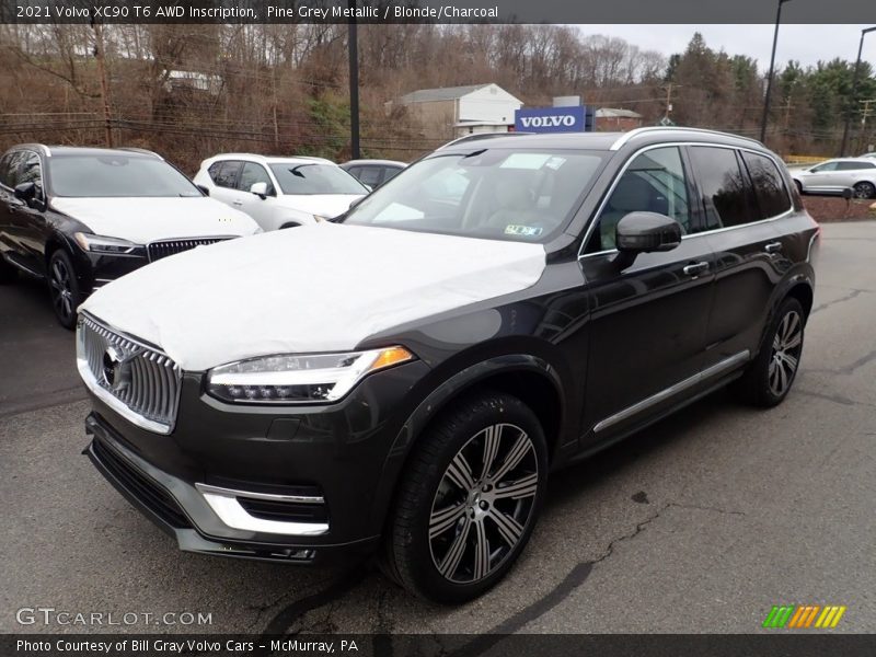 Pine Grey Metallic / Blonde/Charcoal 2021 Volvo XC90 T6 AWD Inscription