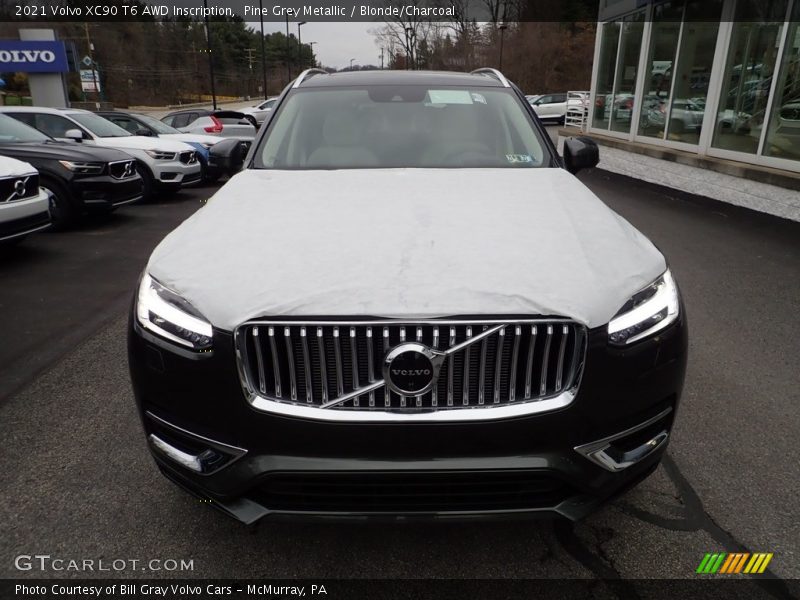 Pine Grey Metallic / Blonde/Charcoal 2021 Volvo XC90 T6 AWD Inscription