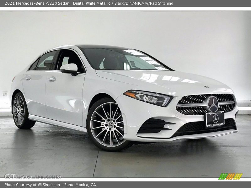 Digital White Metallic / Black/DINAMICA w/Red Stitching 2021 Mercedes-Benz A 220 Sedan