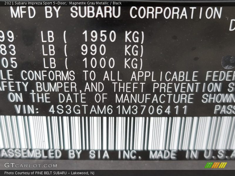 Magnetite Gray Metallic / Black 2021 Subaru Impreza Sport 5-Door