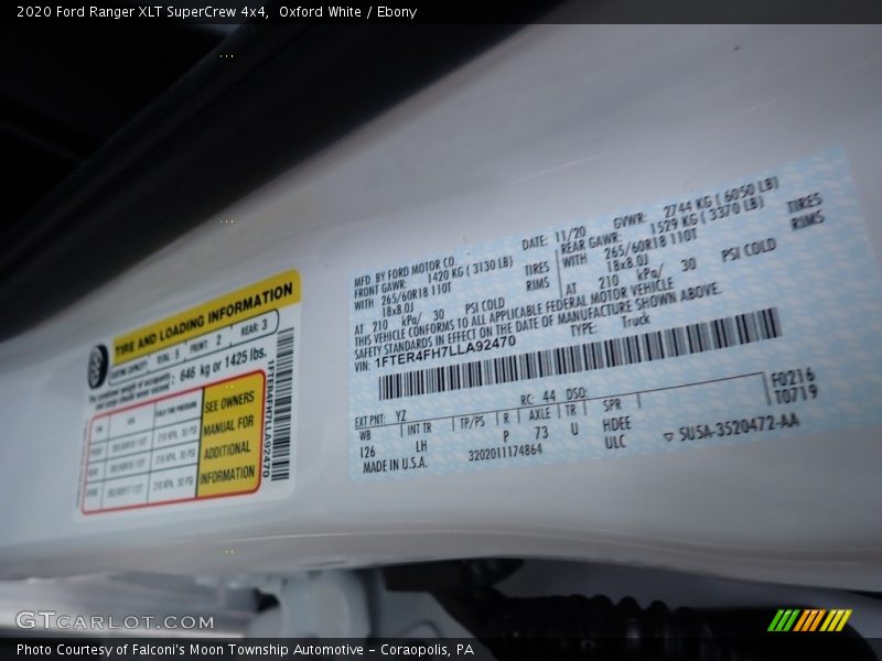 Oxford White / Ebony 2020 Ford Ranger XLT SuperCrew 4x4