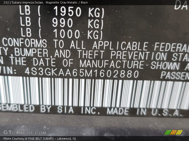 Magnetite Gray Metallic / Black 2021 Subaru Impreza Sedan