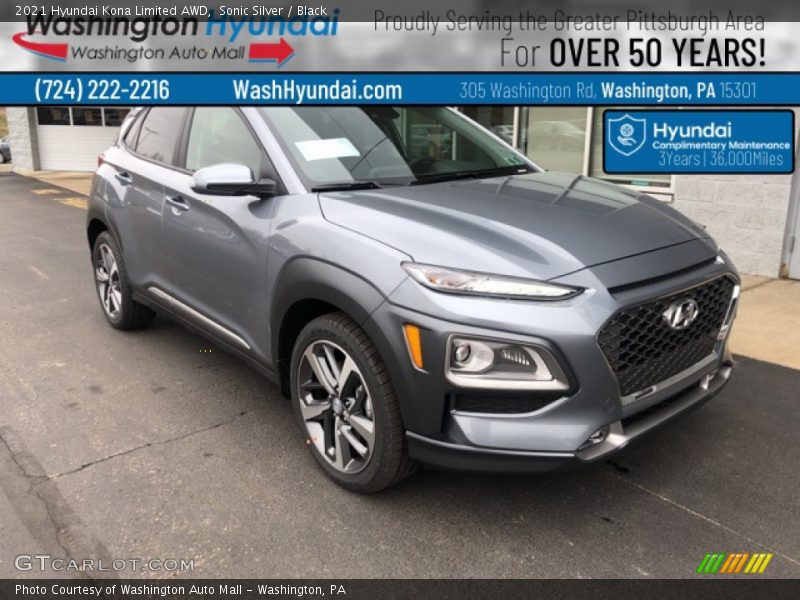 Sonic Silver / Black 2021 Hyundai Kona Limited AWD