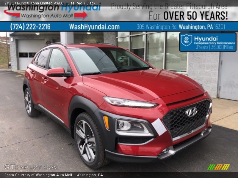 Pulse Red / Black 2021 Hyundai Kona Limited AWD