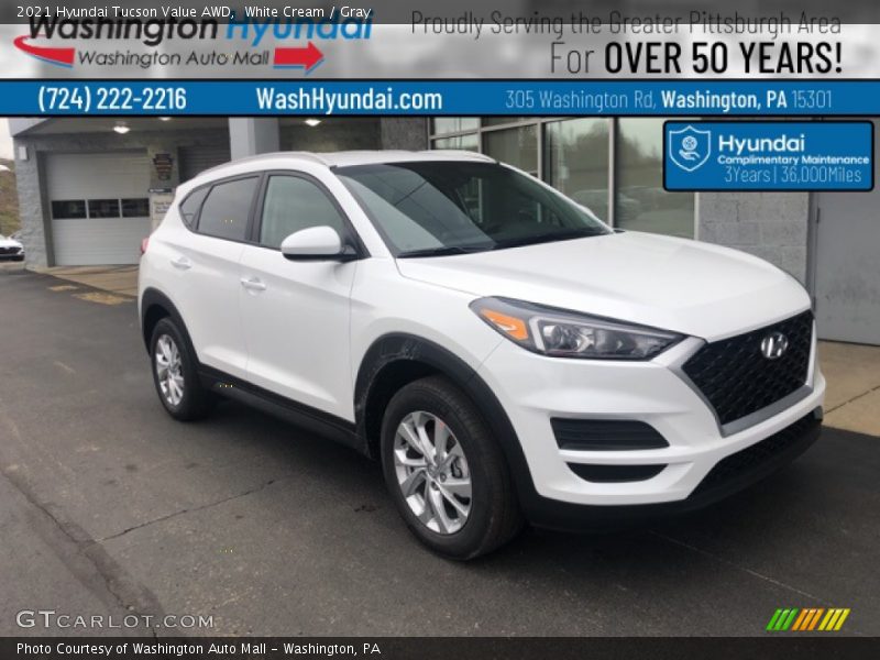 White Cream / Gray 2021 Hyundai Tucson Value AWD