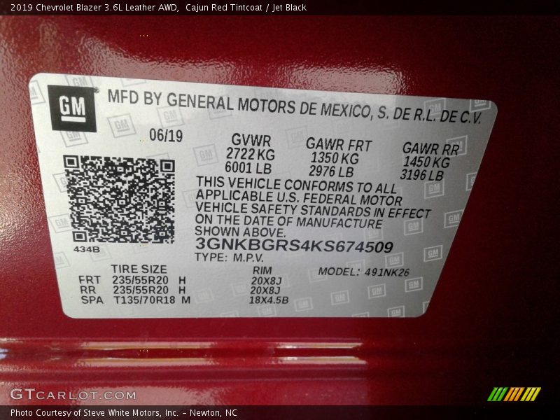 Cajun Red Tintcoat / Jet Black 2019 Chevrolet Blazer 3.6L Leather AWD