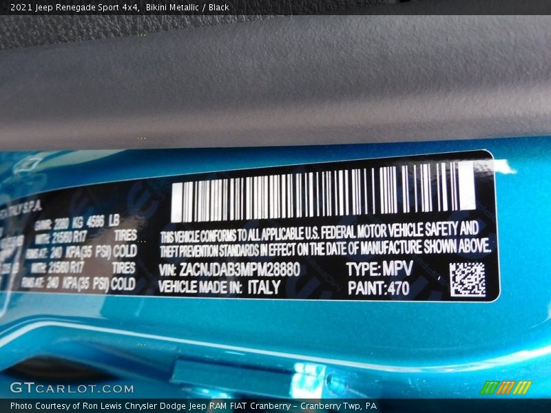 Bikini Metallic / Black 2021 Jeep Renegade Sport 4x4