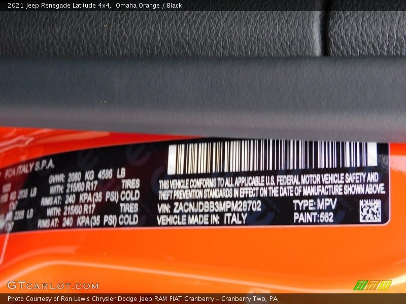 Omaha Orange / Black 2021 Jeep Renegade Latitude 4x4