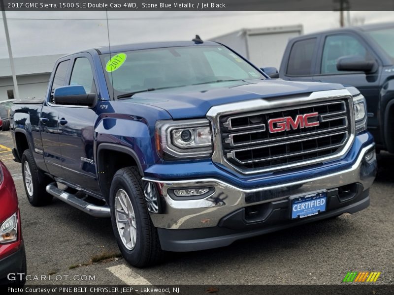 Stone Blue Metallic / Jet Black 2017 GMC Sierra 1500 SLE Double Cab 4WD