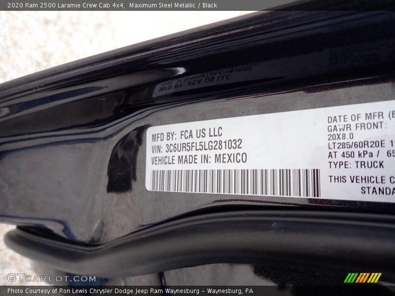 Maximum Steel Metallic / Black 2020 Ram 2500 Laramie Crew Cab 4x4