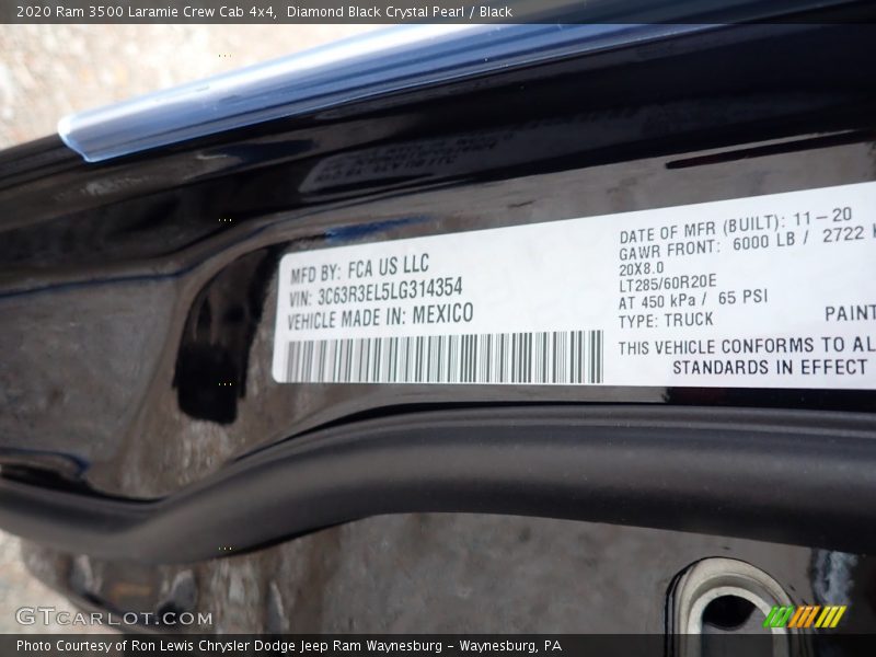 Diamond Black Crystal Pearl / Black 2020 Ram 3500 Laramie Crew Cab 4x4