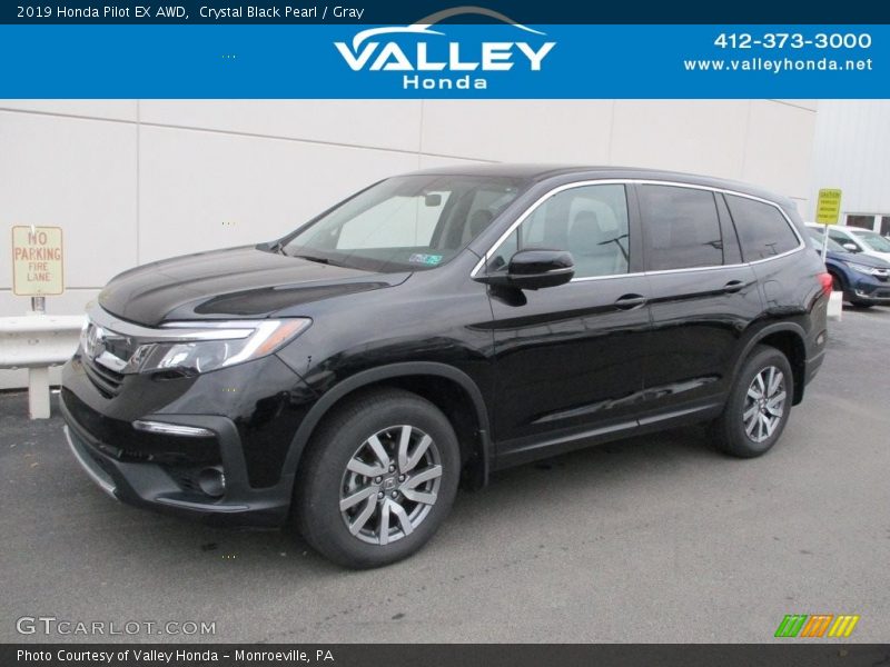 Crystal Black Pearl / Gray 2019 Honda Pilot EX AWD