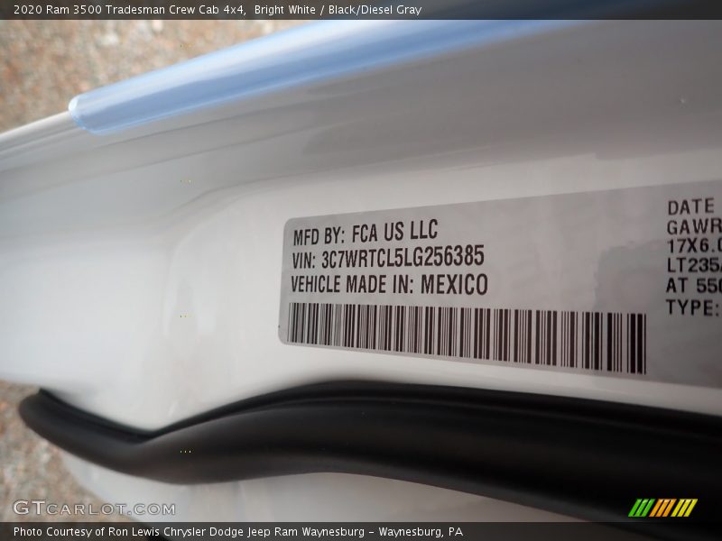 Bright White / Black/Diesel Gray 2020 Ram 3500 Tradesman Crew Cab 4x4