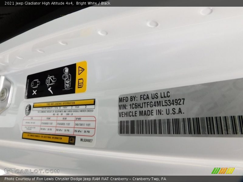 Bright White / Black 2021 Jeep Gladiator High Altitude 4x4