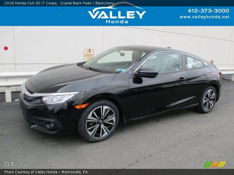 Crystal Black Pearl / Black/Ivory 2018 Honda Civic EX-T Coupe