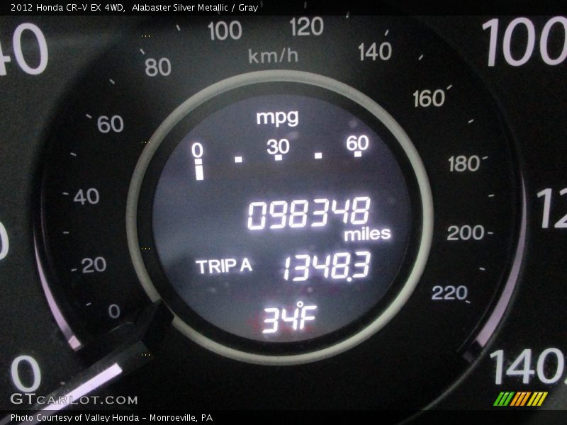 Alabaster Silver Metallic / Gray 2012 Honda CR-V EX 4WD
