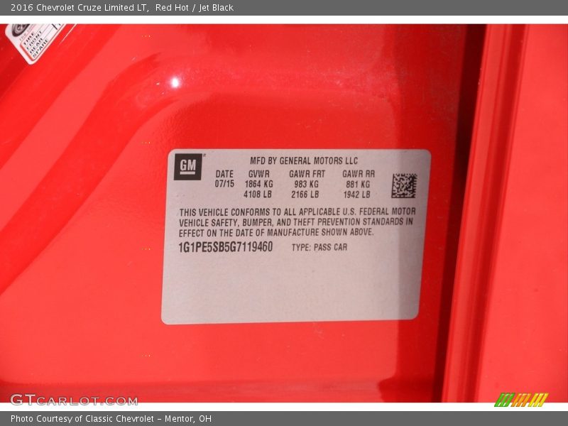 Red Hot / Jet Black 2016 Chevrolet Cruze Limited LT