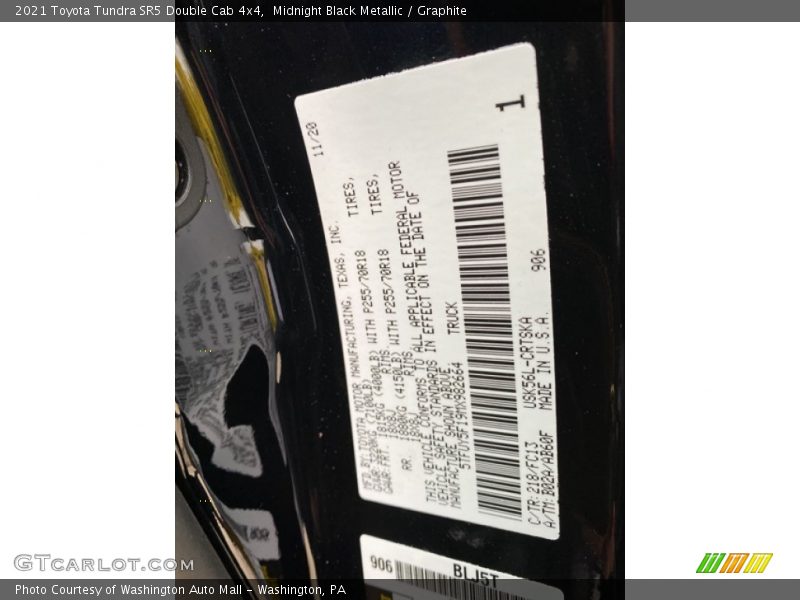 Midnight Black Metallic / Graphite 2021 Toyota Tundra SR5 Double Cab 4x4