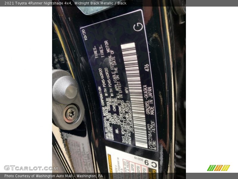 Midnight Black Metallic / Black 2021 Toyota 4Runner Nightshade 4x4