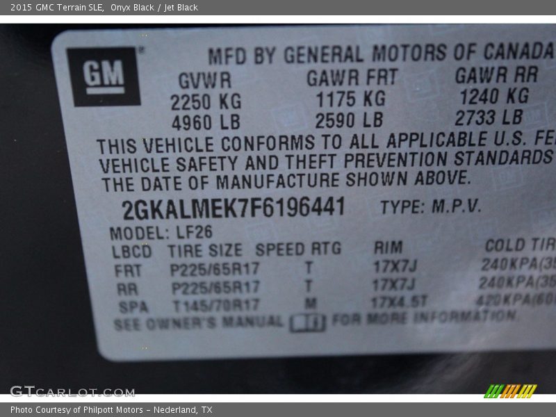 Onyx Black / Jet Black 2015 GMC Terrain SLE