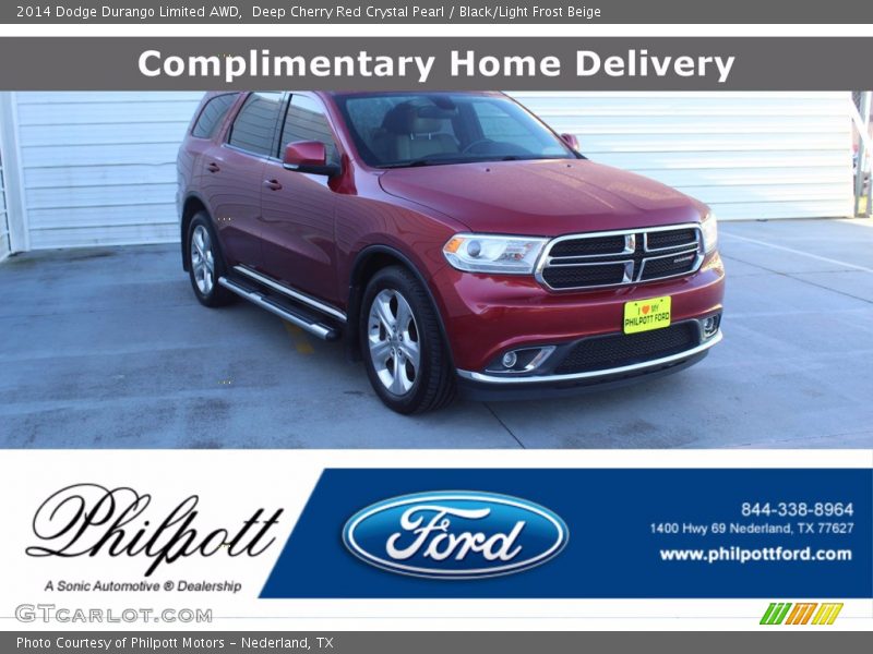Deep Cherry Red Crystal Pearl / Black/Light Frost Beige 2014 Dodge Durango Limited AWD