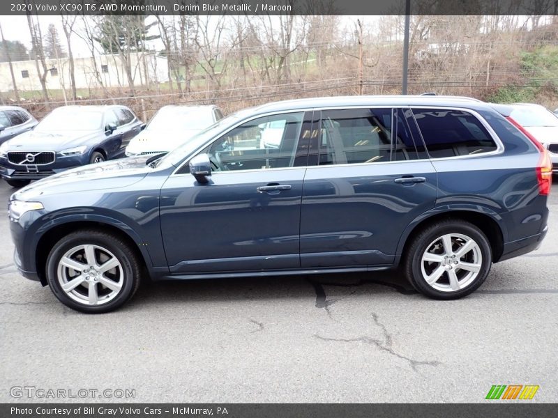 Denim Blue Metallic / Maroon 2020 Volvo XC90 T6 AWD Momentum