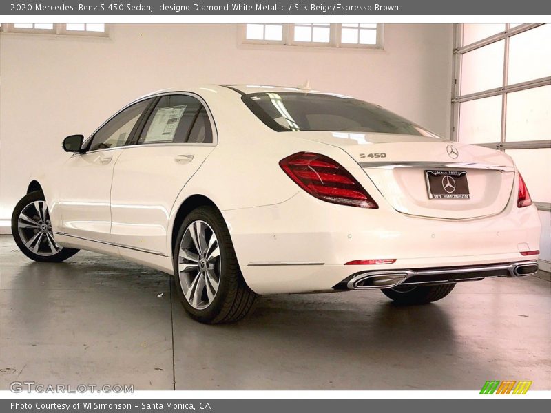 designo Diamond White Metallic / Silk Beige/Espresso Brown 2020 Mercedes-Benz S 450 Sedan