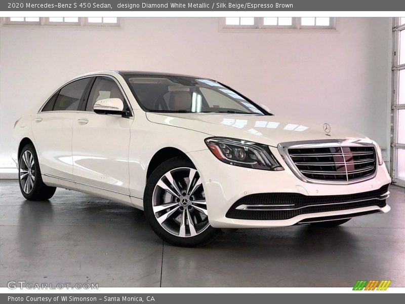 designo Diamond White Metallic / Silk Beige/Espresso Brown 2020 Mercedes-Benz S 450 Sedan