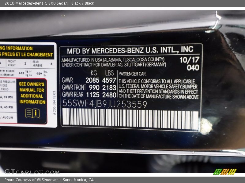 Black / Black 2018 Mercedes-Benz C 300 Sedan